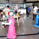 Little Blue (blue) and Little Peach (pink) at a robot restaurant in Yiwu China via Getty